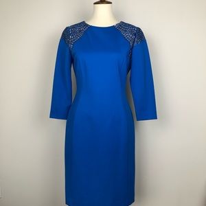 ANTONIO MELANI Blue Dress with Lace Accents